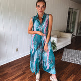 Teal Geode Wide Leg Jumpsuit
