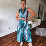 Teal Geode Wide Leg Jumpsuit