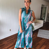 Teal Geode Wide Leg Jumpsuit