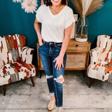 Ivory Bamboo V Neck T-Shirt