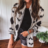 Black + Cream Aztec Inspired Crochet Button Up