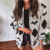 Black + Cream Aztec Inspired Crochet Button Up