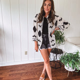 Black + Cream Aztec Inspired Crochet Button Up