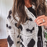 Black + Cream Aztec Inspired Crochet Button Up