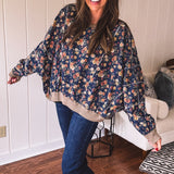 Vintage Floral Round Hem Dolman Crew