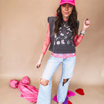 Neon pink puffy trucker hat with "That Sounds Like A Man's Job" in white embroidery.