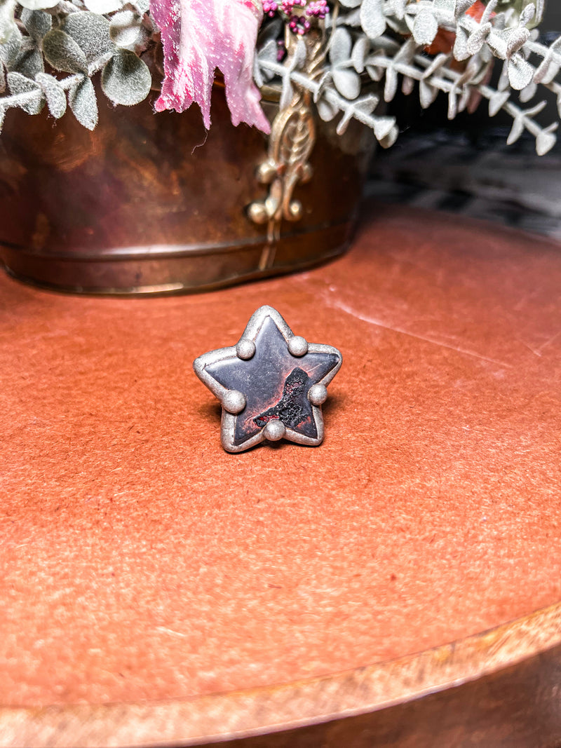 Black Soldered Star Adjustable Ring