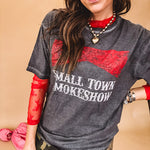 Long sleeved sheer red mesh with floral bundles throughout.