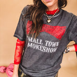 Long sleeved sheer red mesh with floral bundles throughout.