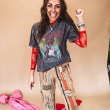 Cotton straight leg ethnic print pants in muted magenta, cream, red, blue and mustard.