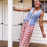 Red Polka Dot Wide Leg Flowy Pant