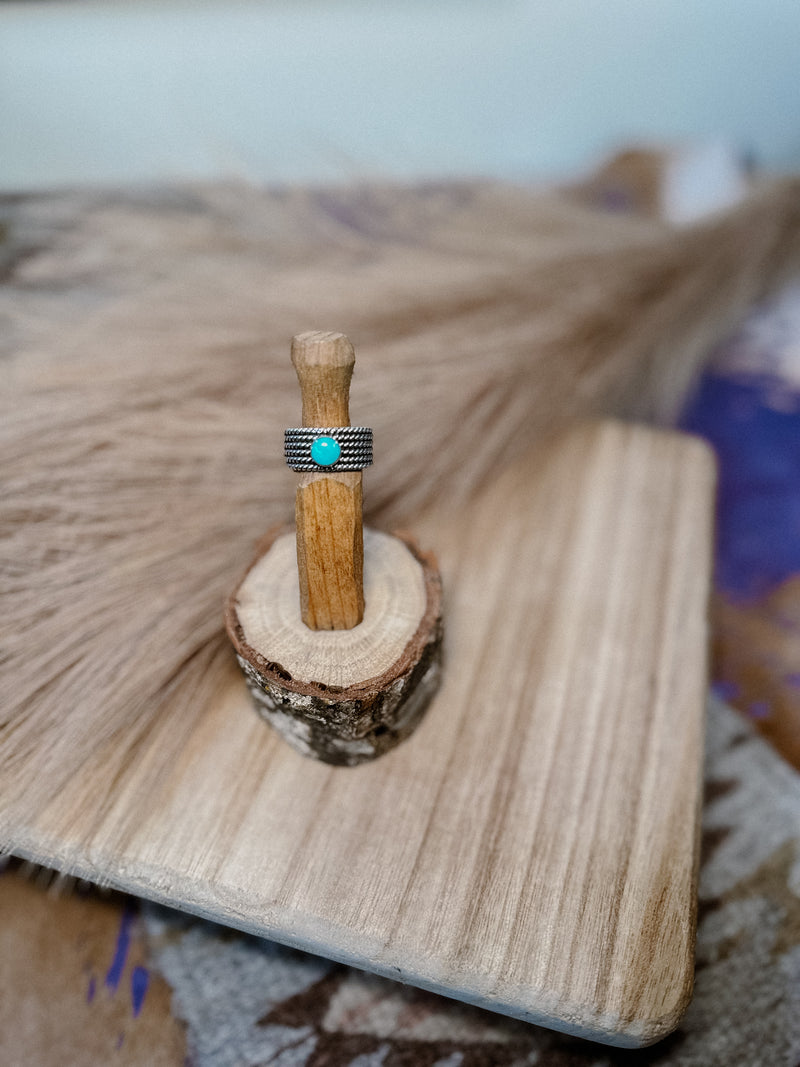 Turquoise Single Cable Thick Stacker Ring