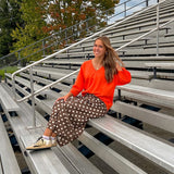 Soft, 3/4 sleeve V neck blouse.