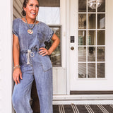 High Waist Chambray Wide Leg Pant