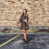 Brown Wild Side Ruffle Mini Dress