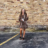 Brown Wild Side Ruffle Mini Dress
