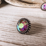 PRISM FASHION EARRING WITH STUDDED TRIM