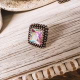 PRISM FASHION EARRING WITH STUDDED TRIM