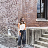 Grey Classic Patch Oversized Baggy Denim | High Rise