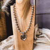 Hammered Heart Ball Chain Necklace