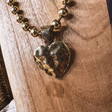 Hammered Heart Ball Chain Necklace