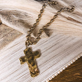Hammered Cross Ball Chain Necklace