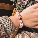 KNIGHT DISC PEARL STRETCH BRACELET