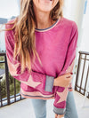 Orchid Star Patch Sleeve Mineral Wash Pullover