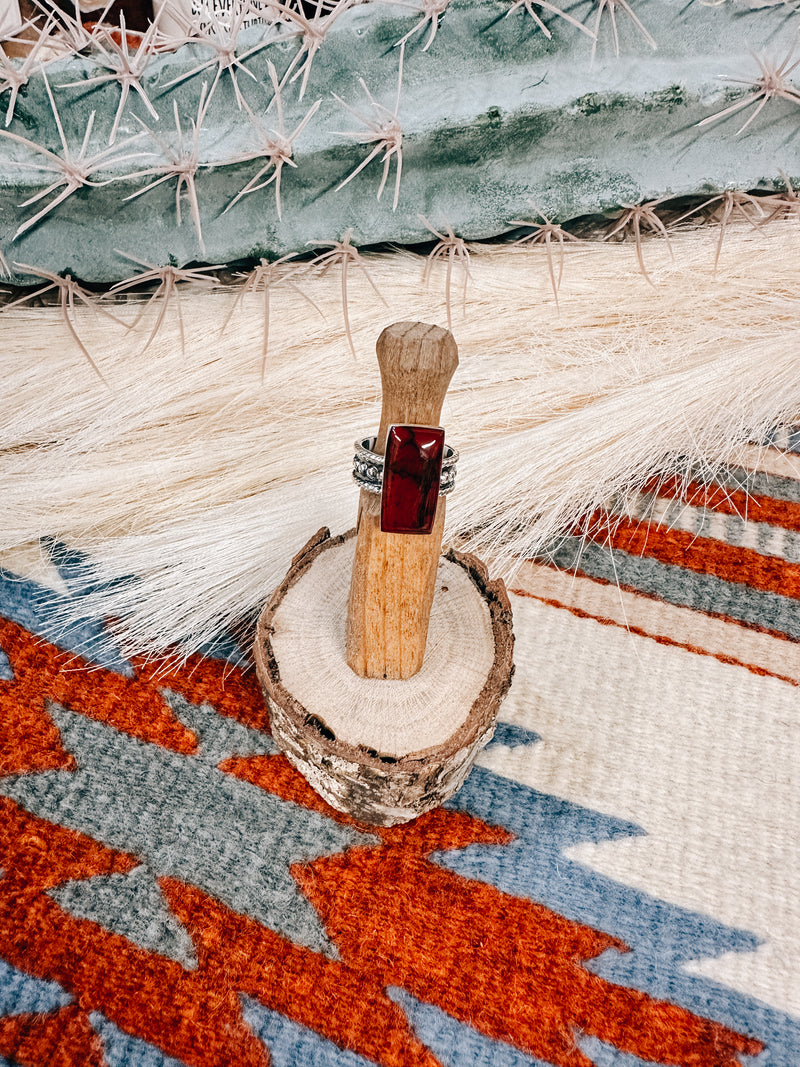 Rope + Dot Ring with Jasper Bar