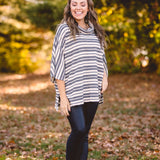 Black & White Stripe Dolman Poncho