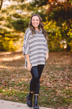 Black & White Stripe Dolman Poncho