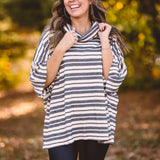 Black & White Stripe Dolman Poncho
