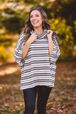 Black & White Stripe Dolman Poncho