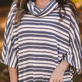 Black & White Stripe Dolman Poncho