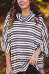 Black & White Stripe Dolman Poncho