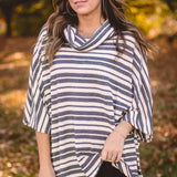 Black & White Stripe Dolman Poncho