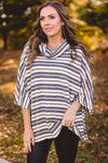 Black & White Stripe Dolman Poncho