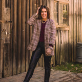 Camel + Wine Checkered Blazer