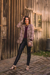 Camel + Wine Checkered Blazer