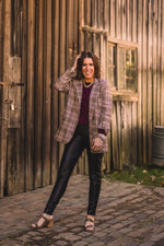 Camel + Wine Checkered Blazer