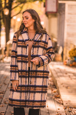 Cream Rust & Blue Plaid Jacket