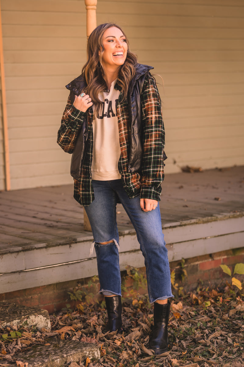 Hunter Green Harvest Distressed Flannel