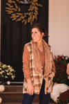 Taupe Check Fur Lined Vest