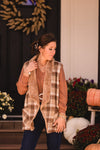Taupe Check Fur Lined Vest