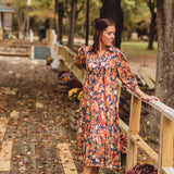 Navy Paisley Mix Tiered Dress