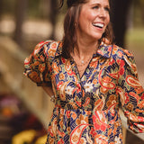 Navy Paisley Mix Tiered Dress