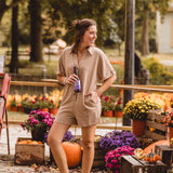 Camel Collared Shorts Romper