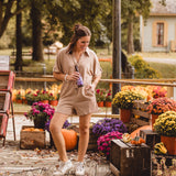 Camel Collared Shorts Romper