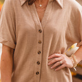 Camel Collared Shorts Romper