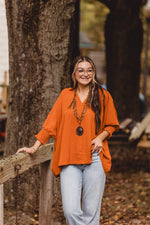 Walnut Collared Dolman Placket Blouse